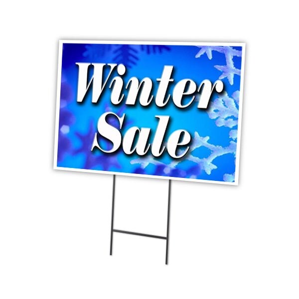Winter Sale Yard Sign & Stake outdoor plastic coroplast window, C-1824-DS-Winter Sale
